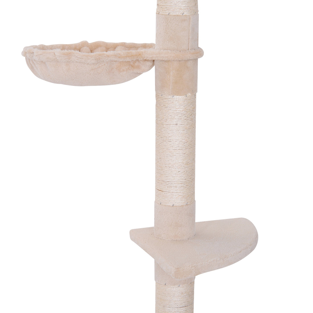 Arbre chat du sol au plafond poteau à griffer L40 x l 34 x H 230-260 cm 5 niveaux d'activités beige-8