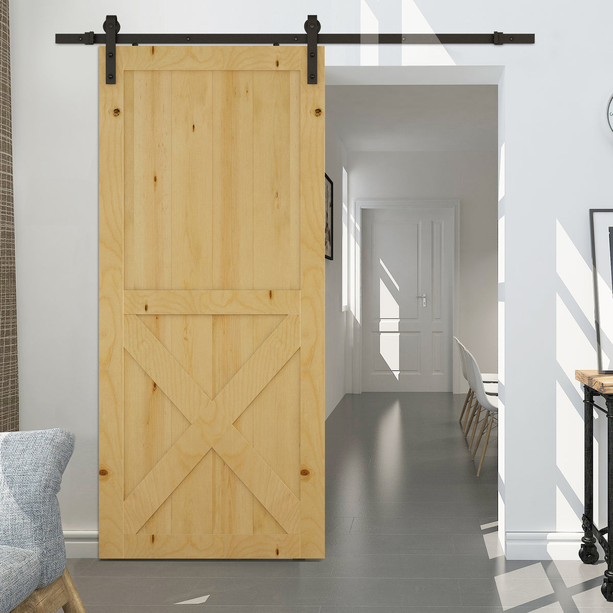 Kit de Porte Coulissante, Système Galandage pour Porte d'une Épaisseur de 35-45 mm et Largeur Max. 1 m, Charge-9