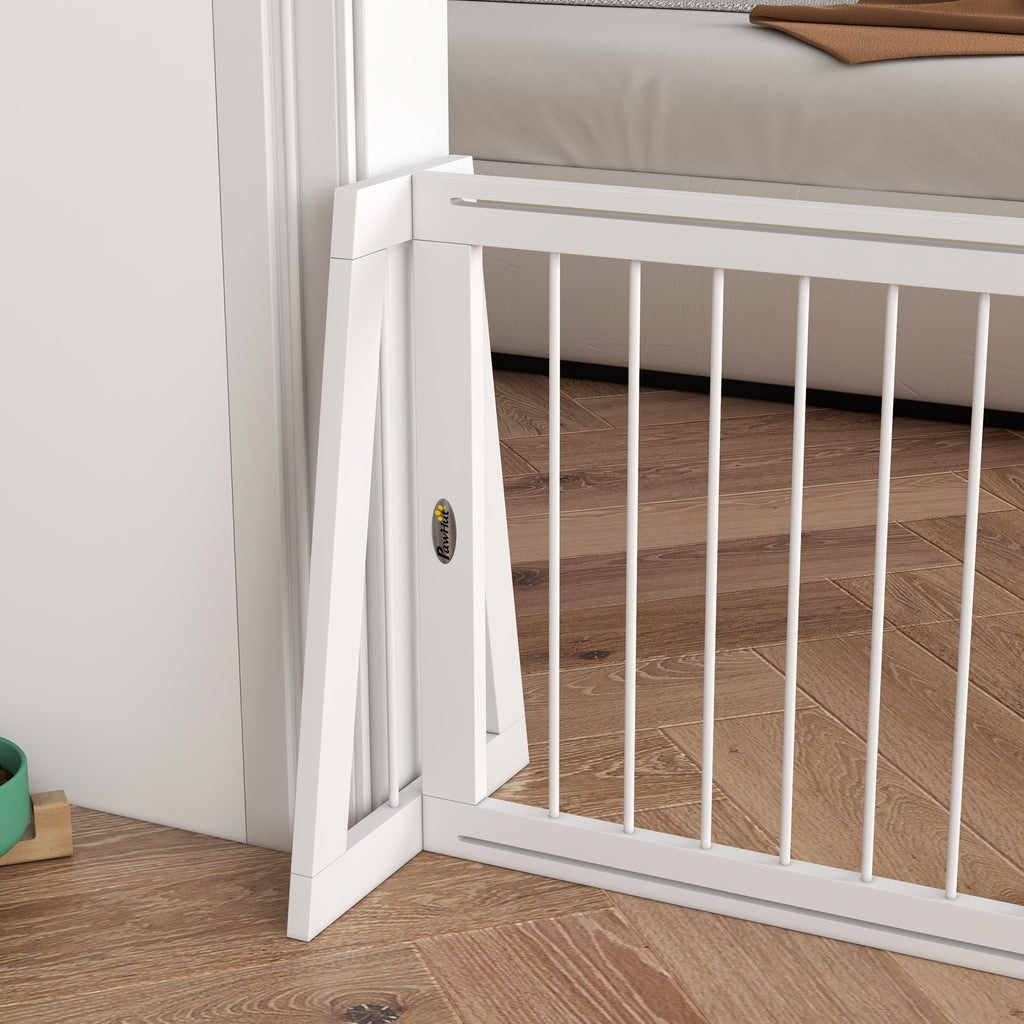 Barrière de sécurité pour chien barrière de protection à 3 panneaux rétractable 71-190 cm en bois - blanc-7