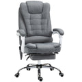 Fauteuil de bureau direction massant chauffant hauteur réglable dossier inclinable toile de lin gris-0