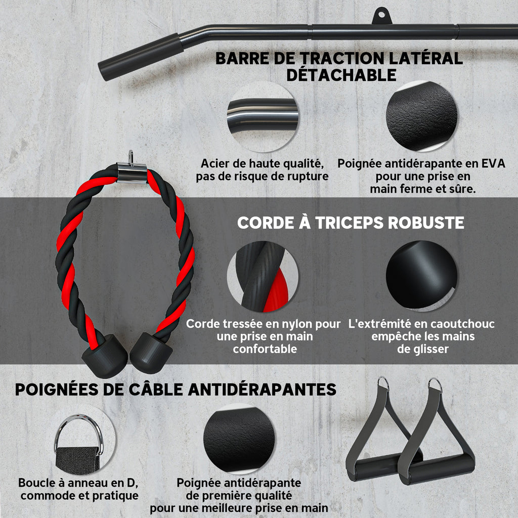 Poulie musculation maison, cable machine musculation exercices de flexion des biceps, des triceps et des bras-4