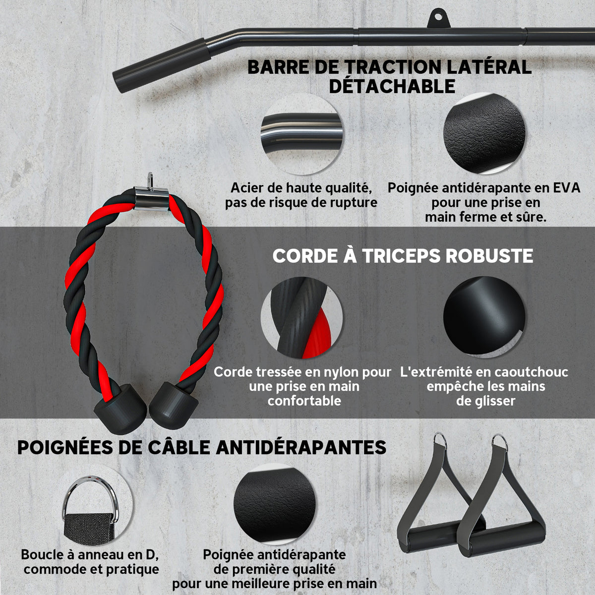 Poulie musculation maison, cable machine musculation exercices de flexion des biceps, des triceps et des bras-4