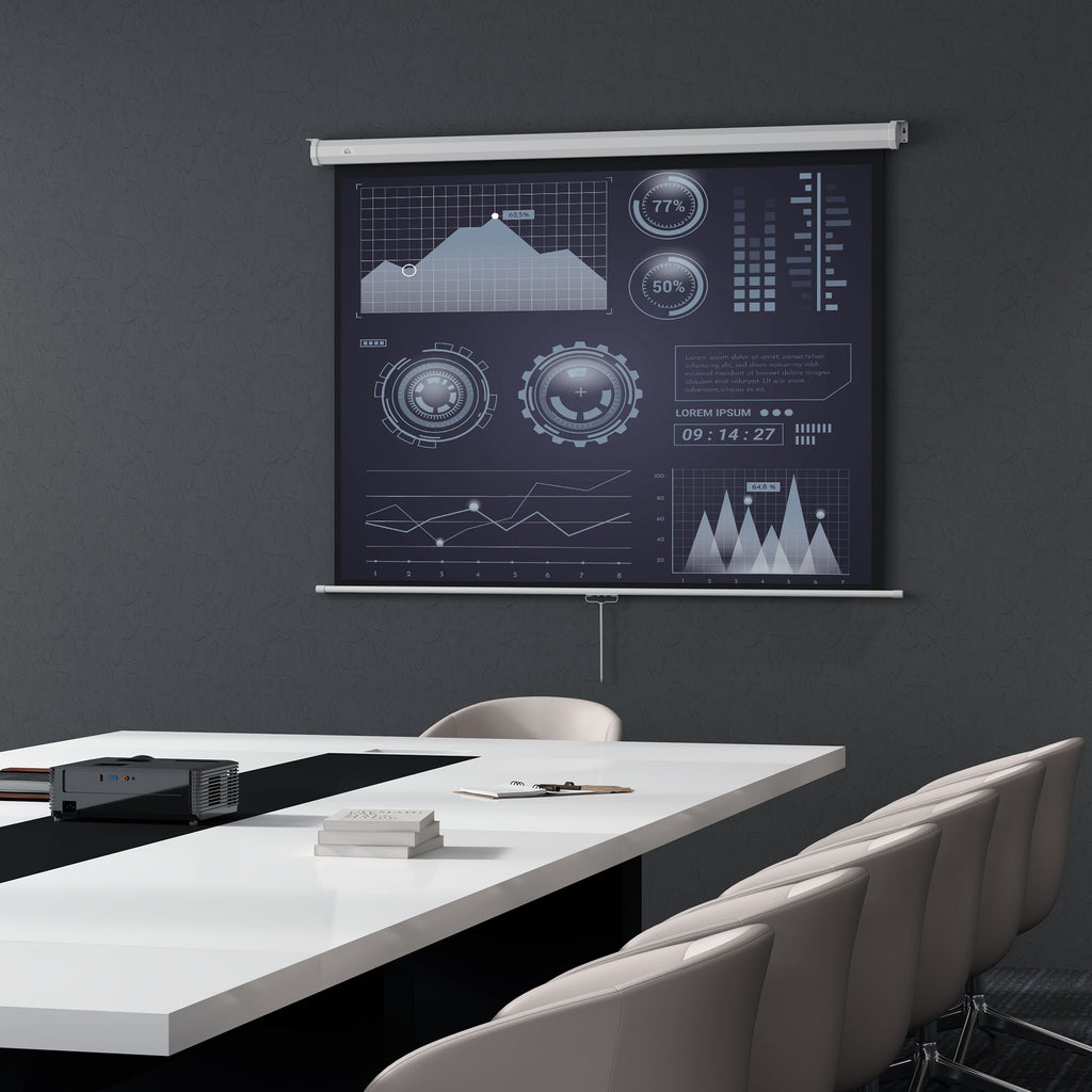 Écran de projection de 84 pouces, écran vidéoprojecteur, 4:3 4K HD, fixation mur ou plafond, 181l x 8P x 138H cm, blanc-9