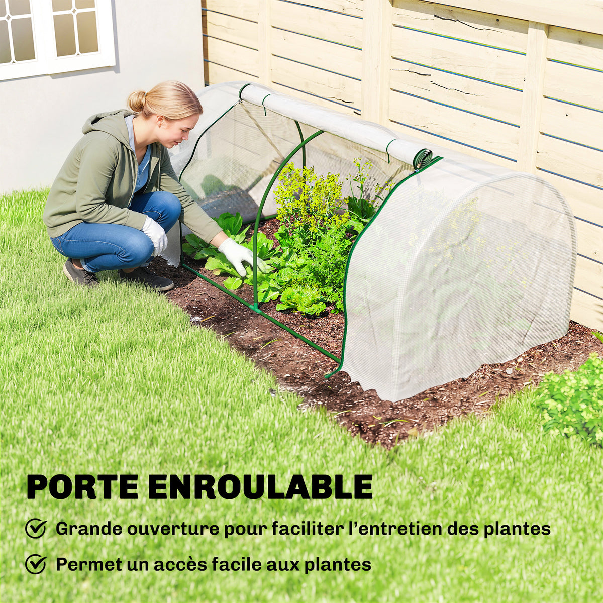 Serre de jardin mini serre serre à tomates 2 x 1 x 0,8 m porte zippée bâche PE acier blanc-5