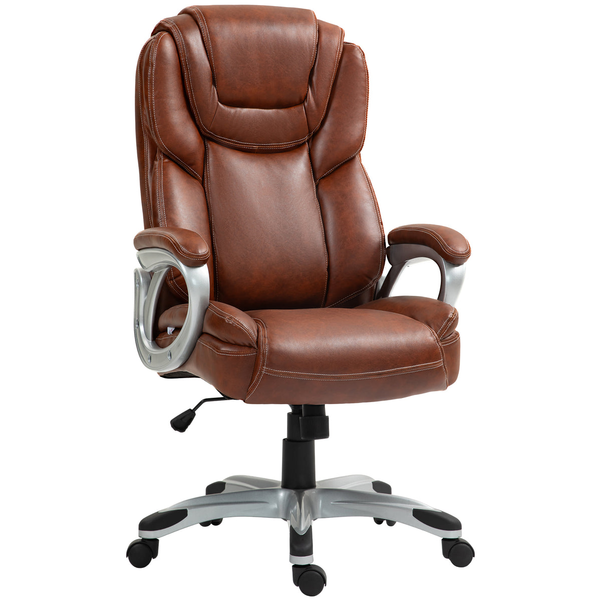 Chaise de bureau fauteuil de bureau avec fonction bascule roulettes pivotantes 360° 66 x 75,5 x 115,5-124,5 cm marron-0