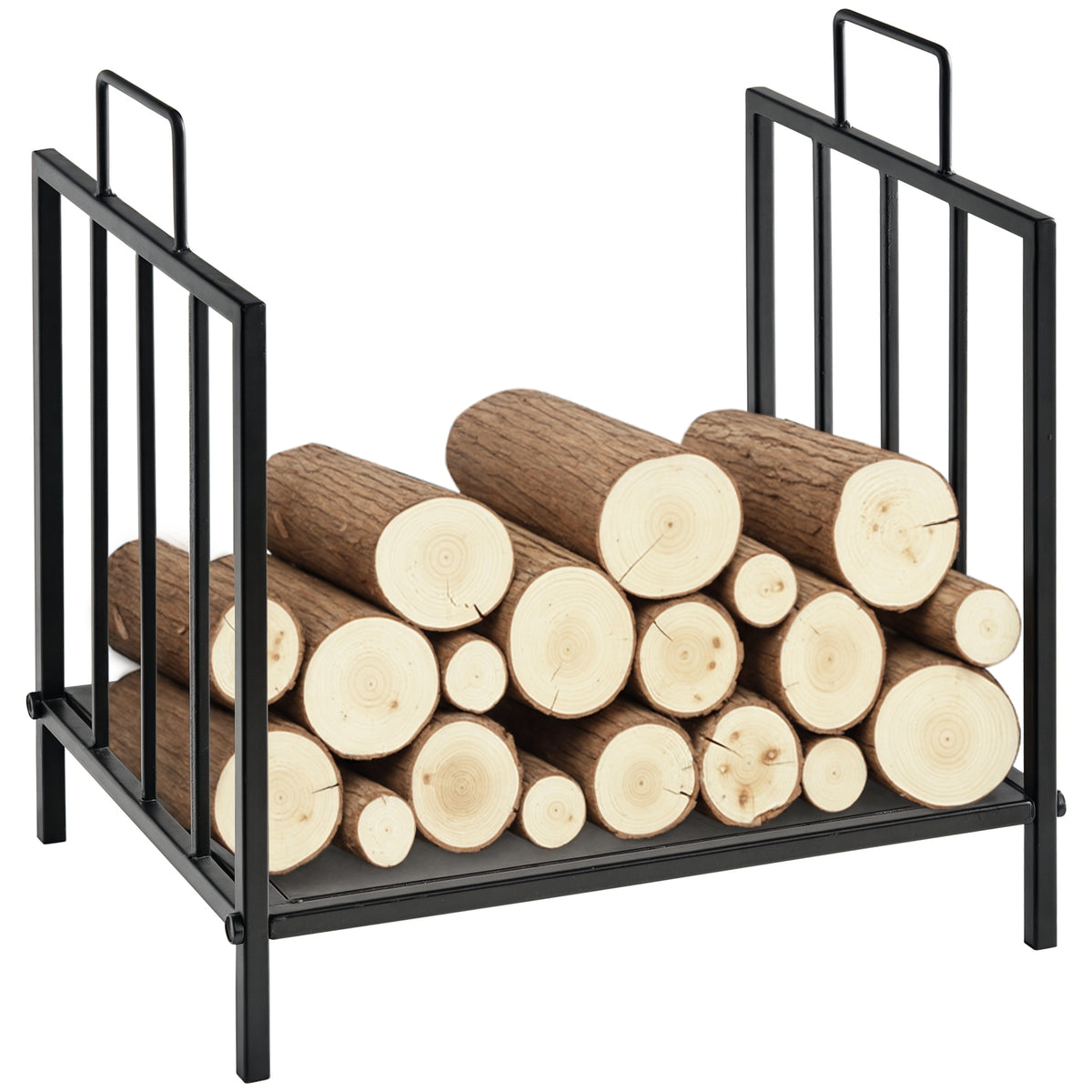 Range bûches Porte-bûches Etagère porte bois de cheminée charge max. 15 Kg dim. 44L x 33l x 46H cm métal époxy noir-0