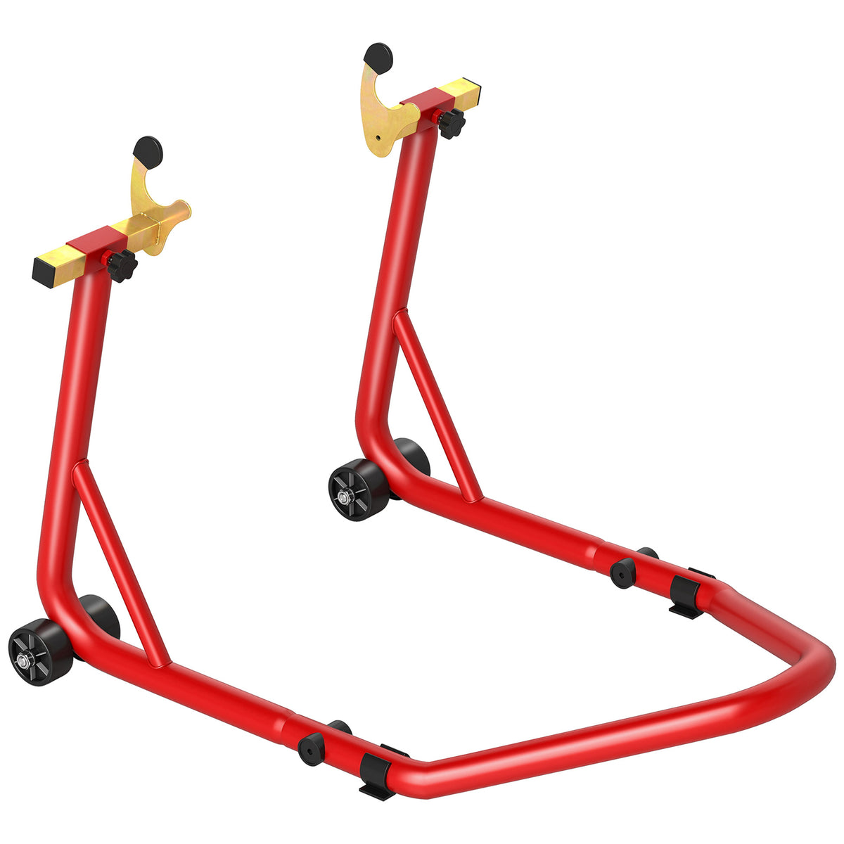 Bloque roue de moto pour pneu arrière capacité 544 kg avec fourches réglables en U et L en acier 69x58,5x34,5 cm rouge-0