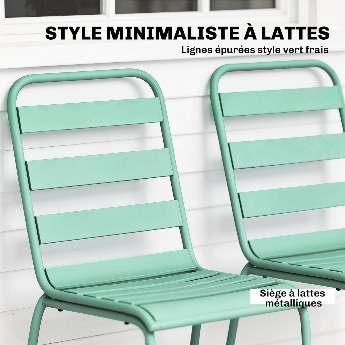 Lot de 2 Chaises de Jardin Empilables en Métal pour Terrasse, Balcon, Jardin, Vert-7