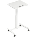Bureau Debout Réglable en Hauteur, Plateau Inclinable, Roulettes et Cadre en Acier, 60,5 x 52 x 75-114 cm, Blanc-0
