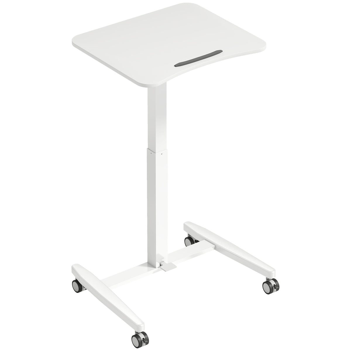 Bureau Debout Réglable en Hauteur, Plateau Inclinable, Roulettes et Cadre en Acier, 60,5 x 52 x 75-114 cm, Blanc-0