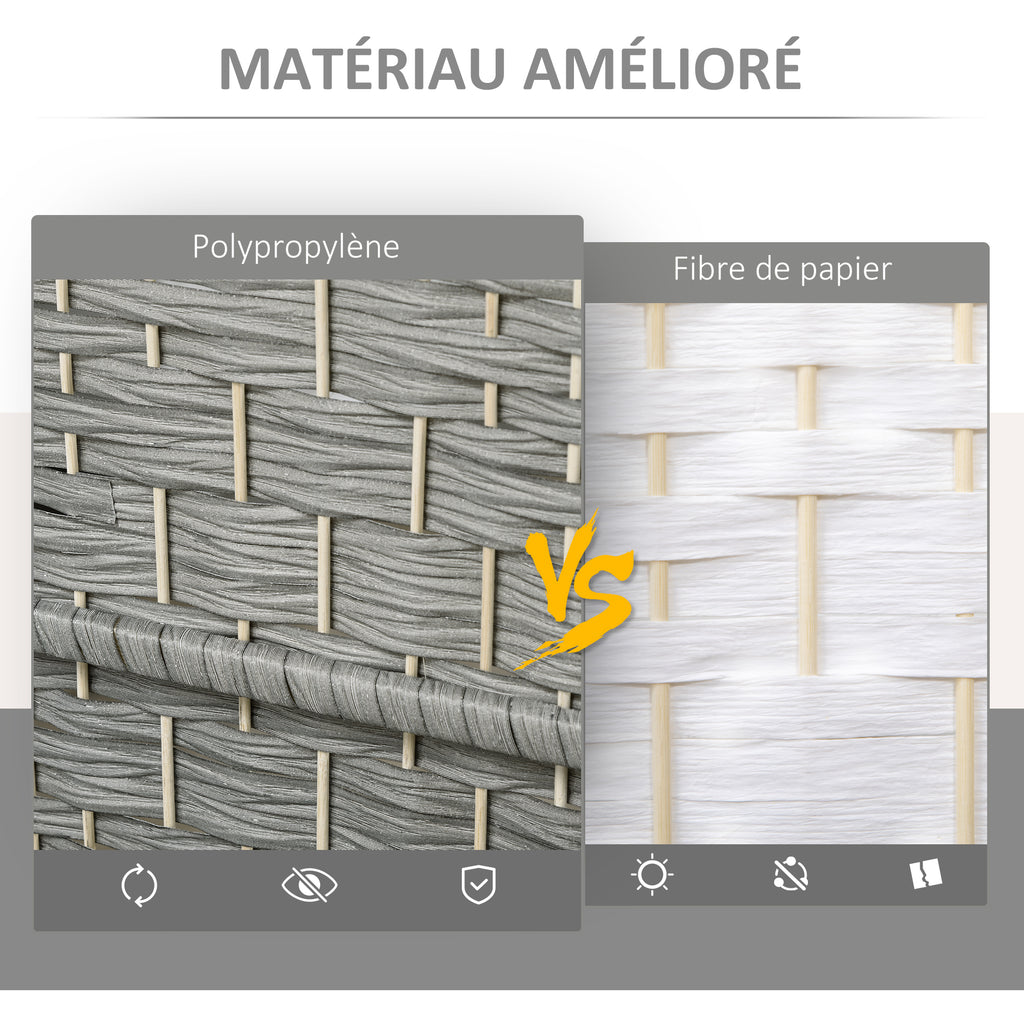 Paravent intérieur en bois 3 panneaux séparateur de pièce pliable pour salon chambre 135 x 180 cm gris-4