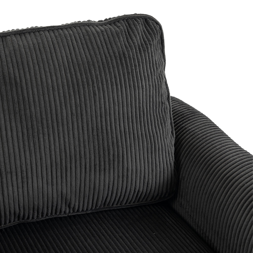 Fauteuil de salon en velours côtelé, canapé 1 place rembourré, assise large, coussin à ressorts, 83x74x87cm, Gris Foncé-9