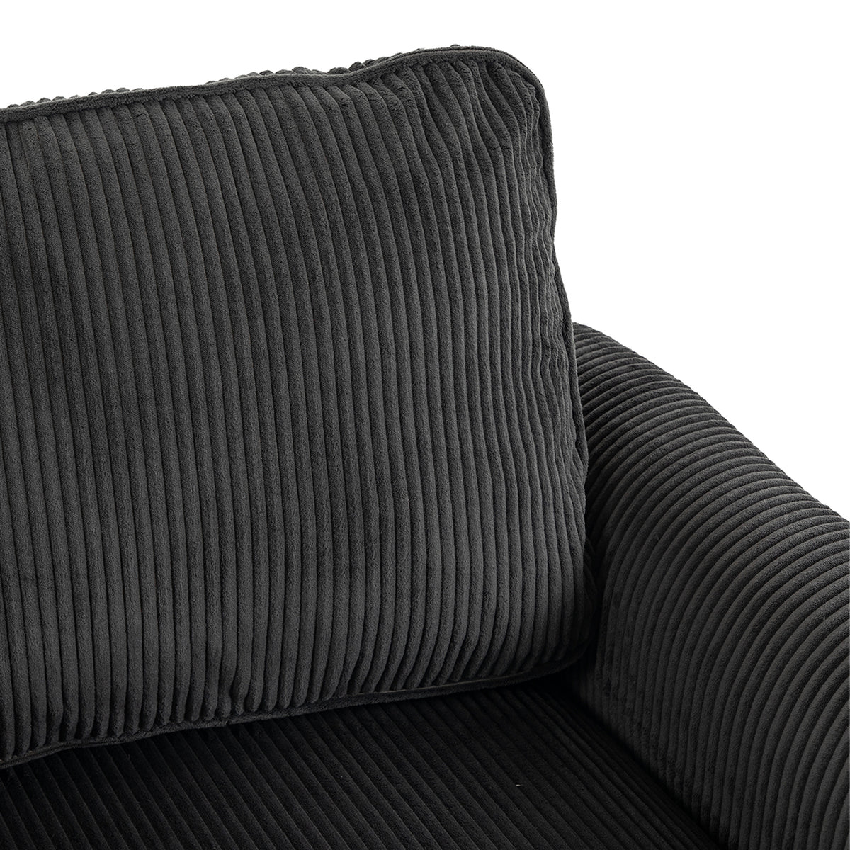 Fauteuil de salon en velours côtelé, canapé 1 place rembourré, assise large, coussin à ressorts, 83x74x87cm, Gris Foncé-9