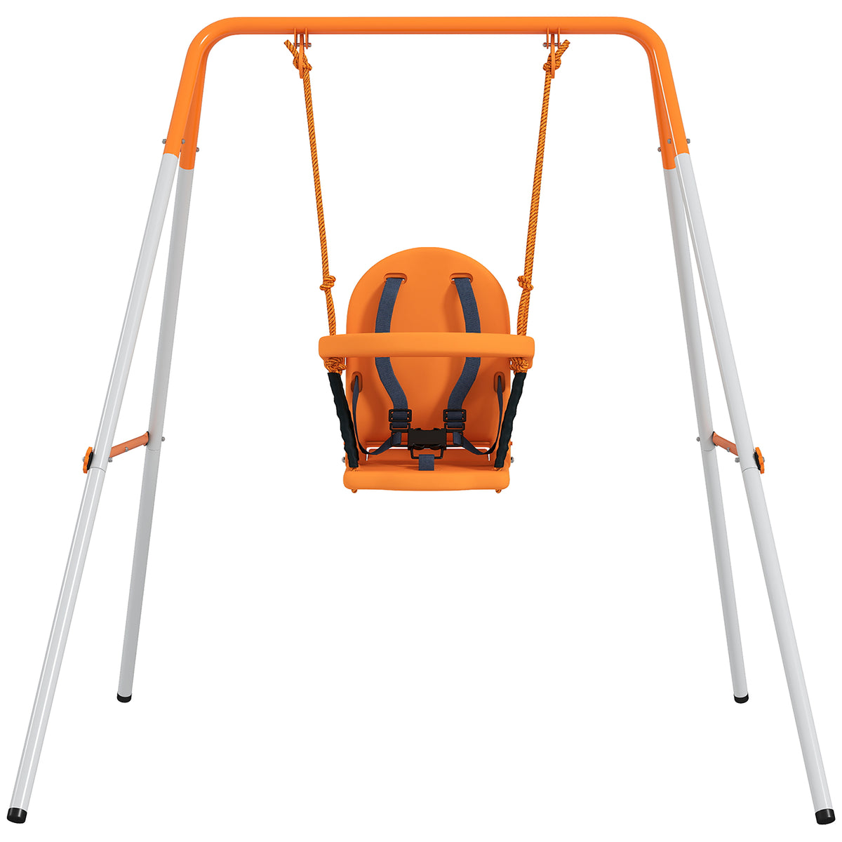 Balançoire portique pour enfants de 6 à 36 mois capacité de charge de 25 Kg en acier hauteur 122 cm orange-0