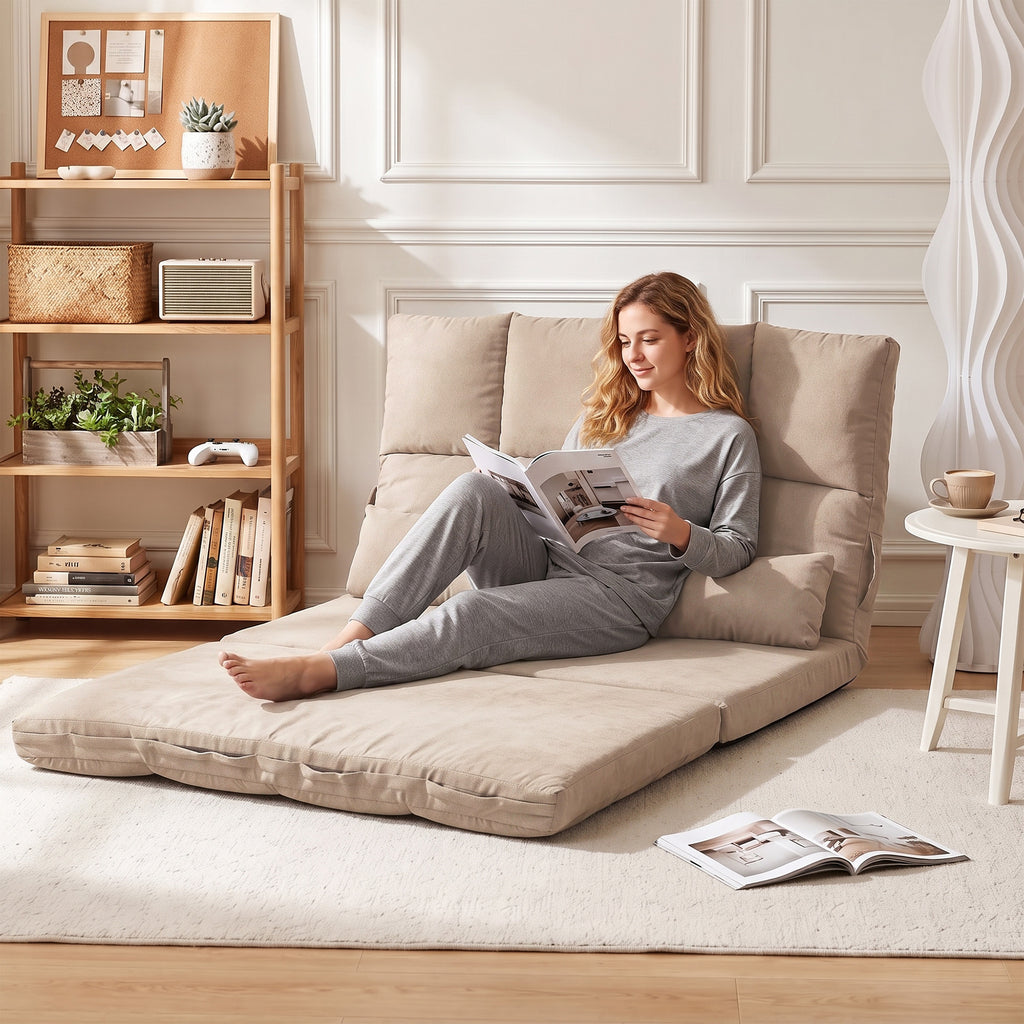 Chauffeuse Matelas d'appoint Pliant - Fauteuil Convertible - Inclinaison Dossier réglable 14 Positions - 2 Coussins-8