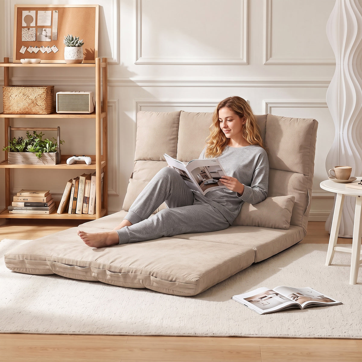 Chauffeuse Matelas d'appoint Pliant - Fauteuil Convertible - Inclinaison Dossier réglable 14 Positions - 2 Coussins-8
