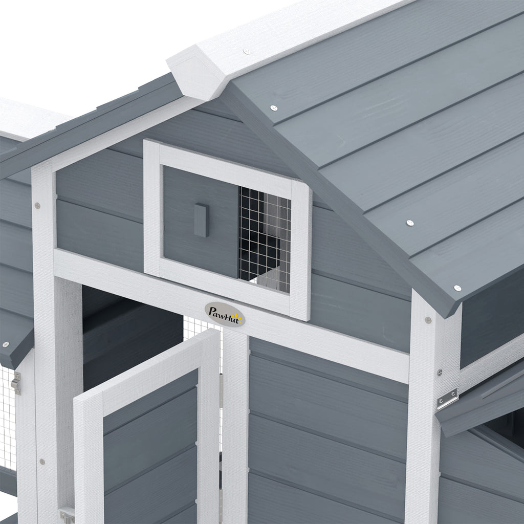 Petit poulailler cottage cage à poules sur pied dim. 150,5L x 54l x 87H cm multi-équipement bois massif de sapin-9