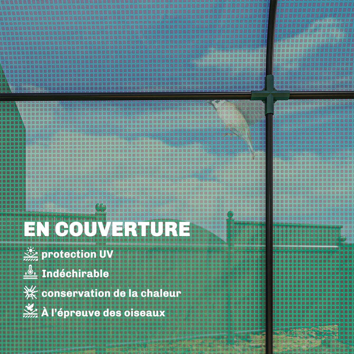 Serre de Jardin, Petite Serre de Balcon en Bâche PE et Châssis Acier, Porte Roulante et Fenêtres 170 x 68 x 200 cm, Vert-3