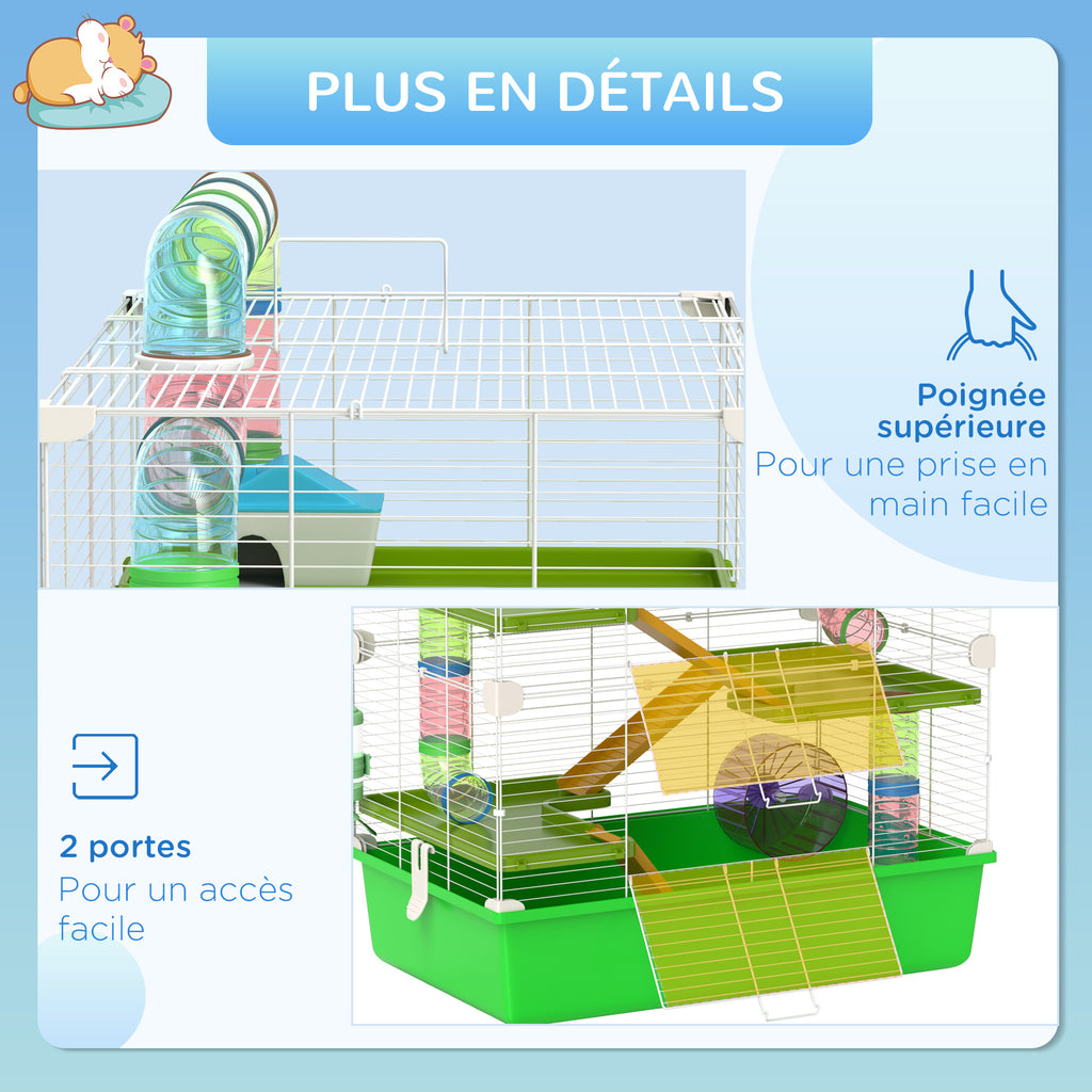 Grande cage pour hamsters cage pour rongeur 5 niveaux avec tunnels abreuvoir roue maisonnette échelles-6