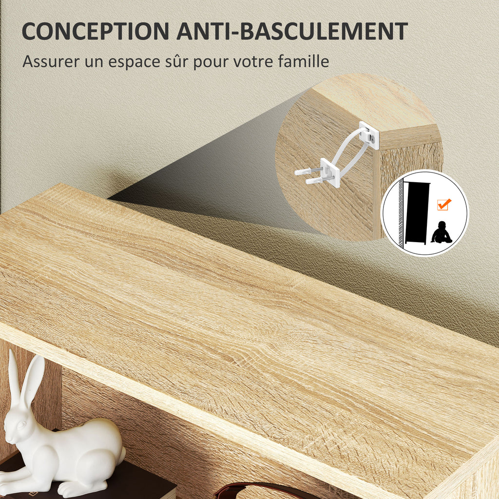 Bibliothèque étagère de rangement 5 niveaux avec étagères réglables pour salon, chambre, bureau, 60x24x133,5cm, naturel-5