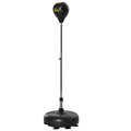 Punching ball sur pied réglable hauteur 133 -151 cm, sac de frappe sur pied 2 gants base lesté 45 x 45 x 133-151 cm noir-0