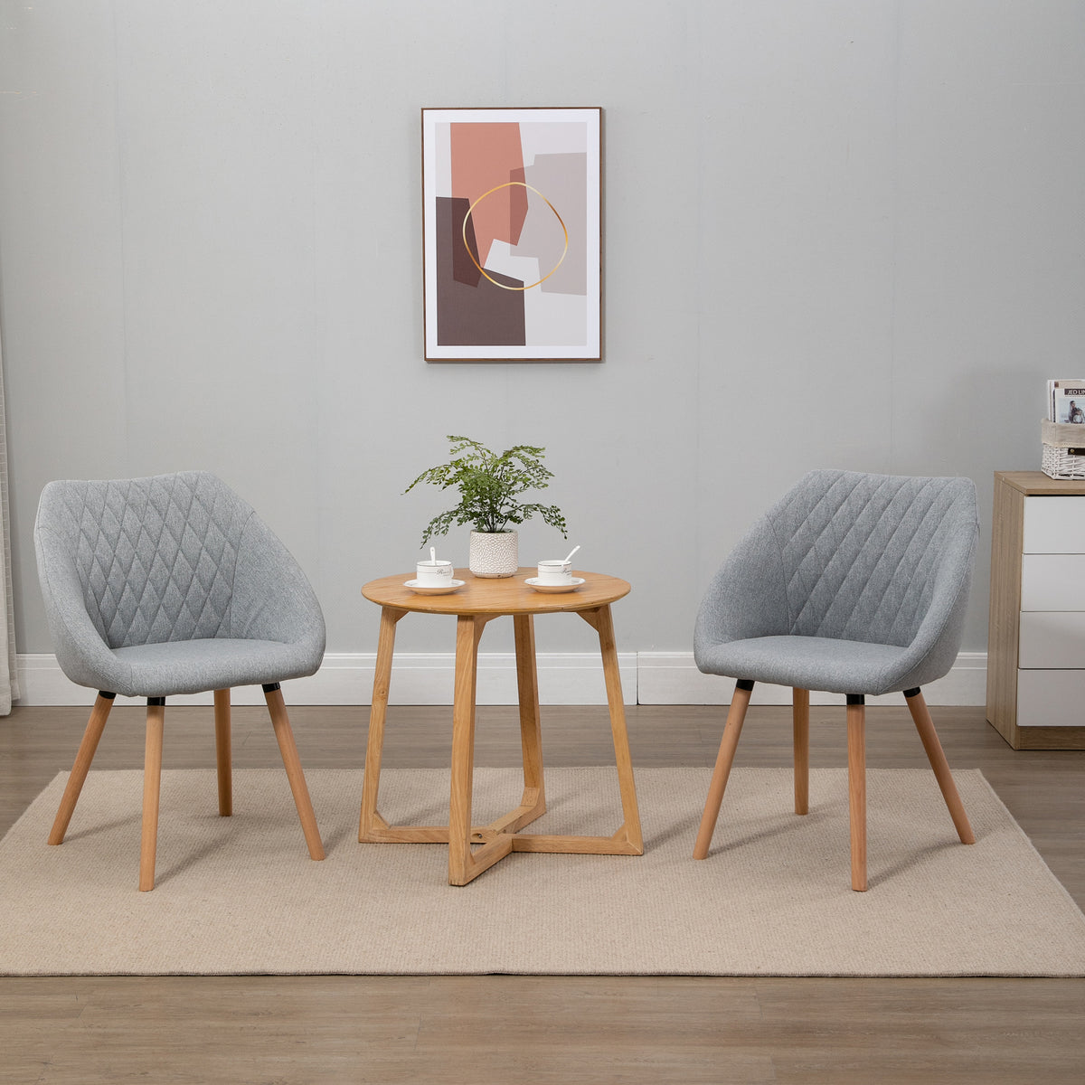 Lot de 2 Chaises de Salle à Manger Design scandinave - Pieds effilés Bois hêtre - Assise Dossier accoudoirs-1
