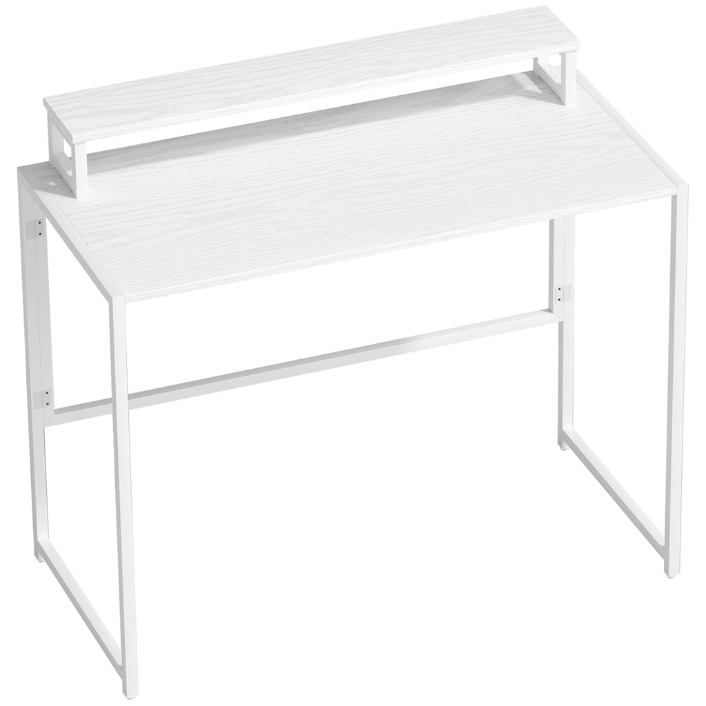 Bureau d'ordinateur pliable avec support d'écran, pour chambre, petits espaces, 100 x 48 x 87,5 cm, blanc-0