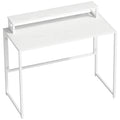 Bureau d'ordinateur pliable avec support d'écran, pour chambre, petits espaces, 100 x 48 x 87,5 cm, blanc-0