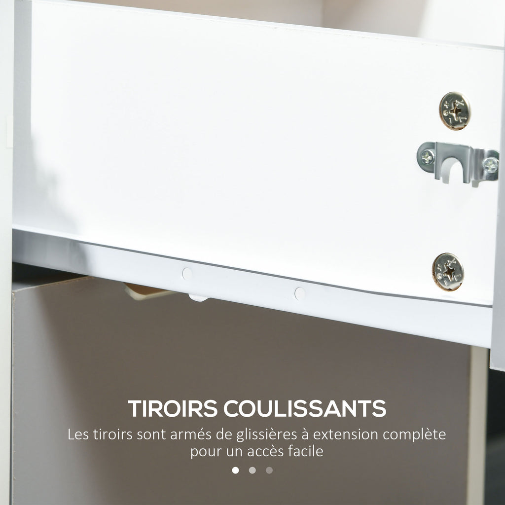 Caisson de bureau à roulettes avec 3 tiroirs et serrure pour dossiers 40 x 40 x 63,5 cm blanc et gris-6