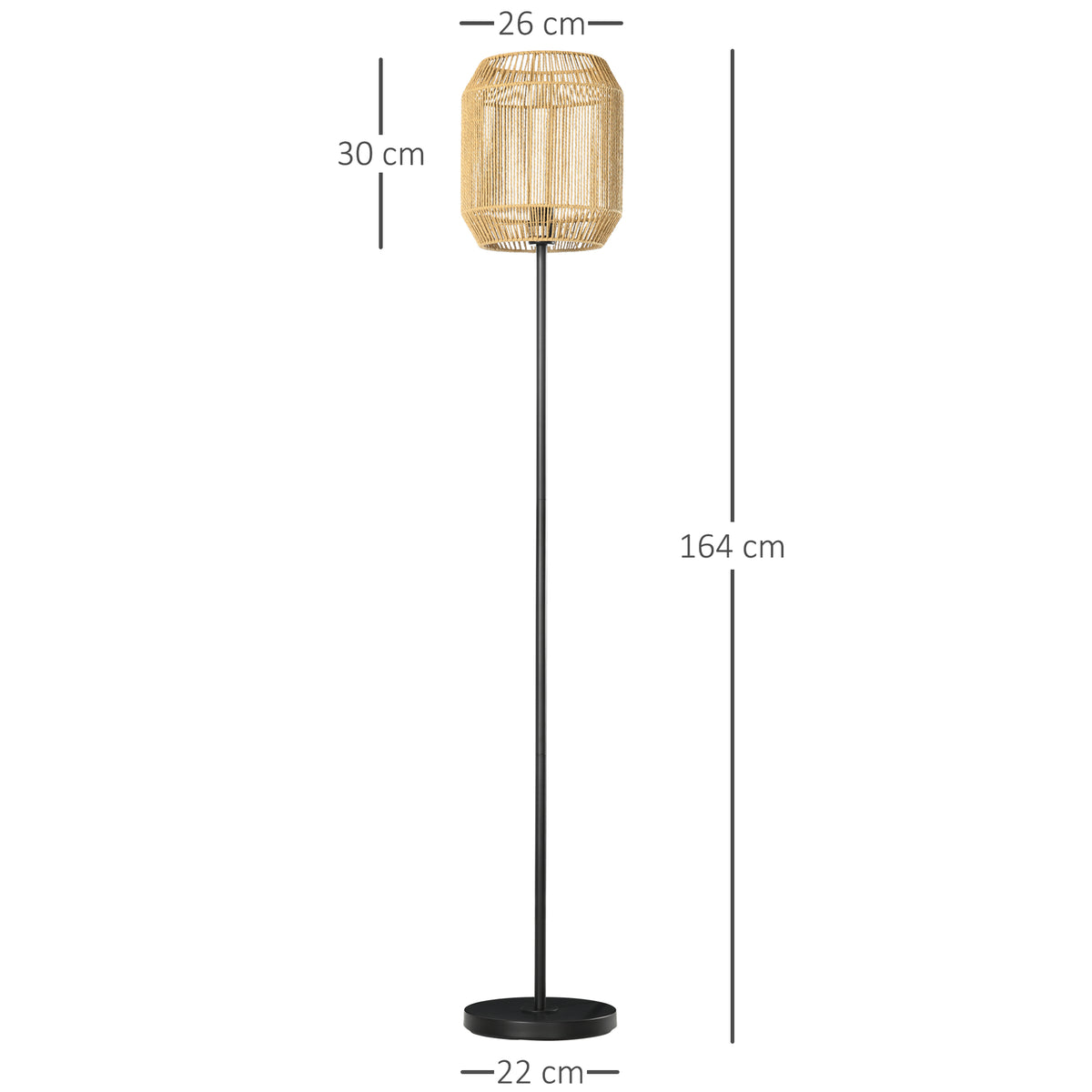 Lampadaire sur pied salon abat-jour en corde de papier design naturel base E27 Max. 40W - Ø 26 x 164H cm-2
