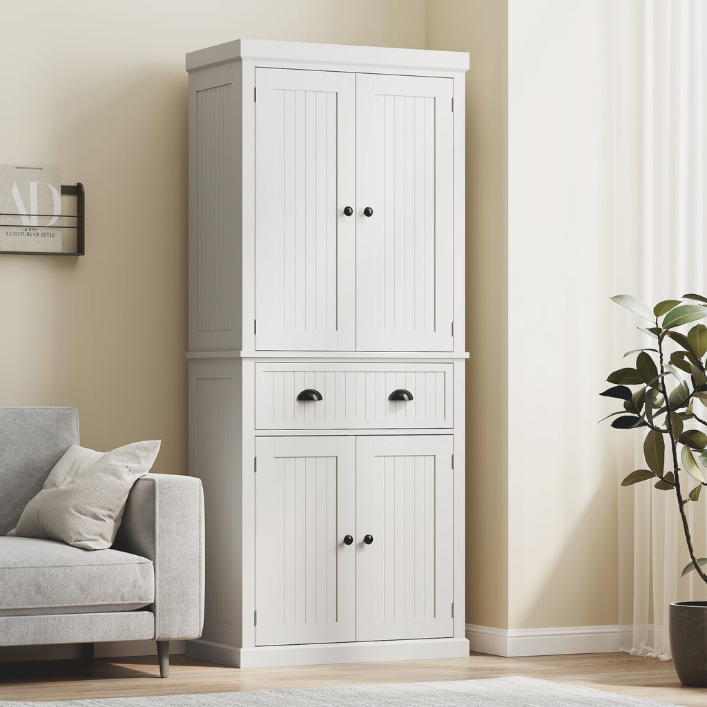 Armoire de cuisine buffet cuisine multi-rangements étagères réglables 4 portes grand tiroir 76,2 x 40,2 x 183 cm blanc-7