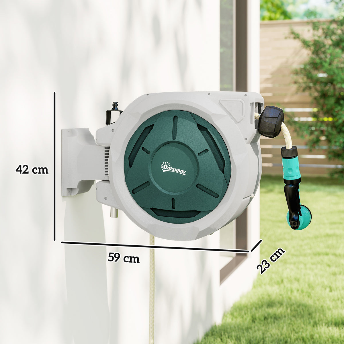 Enrouleur Tuyau Arrosage Mural 30 m x Ø 15 mm Dévidoir Automatique de Tuyaux d'Eau Rétractable Automatique gris-2