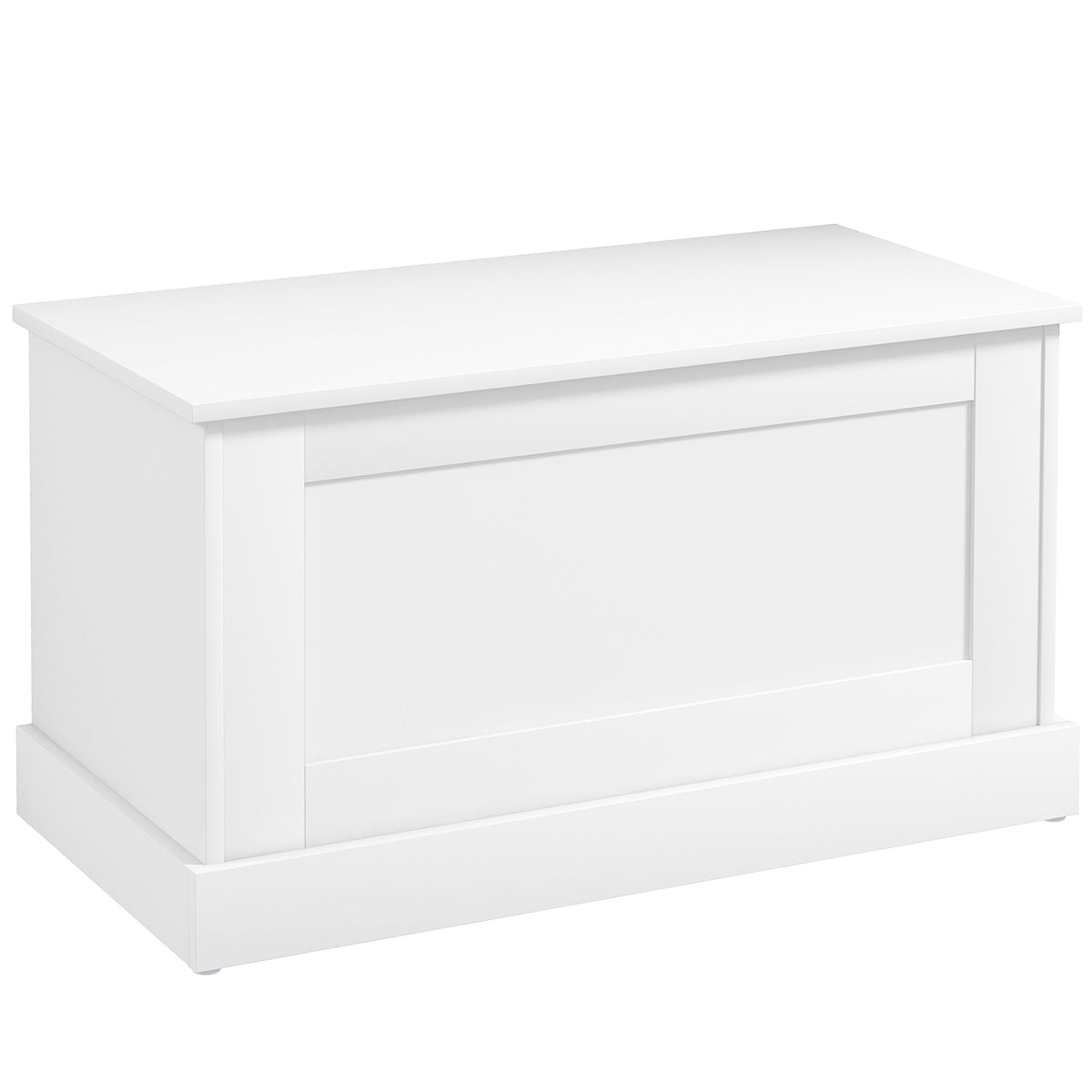 Coffre de rangement, coffre à jouets, avec charnière de sécurité, pour salon, en bois, 80 x 40 x 45 cm, blanc-0