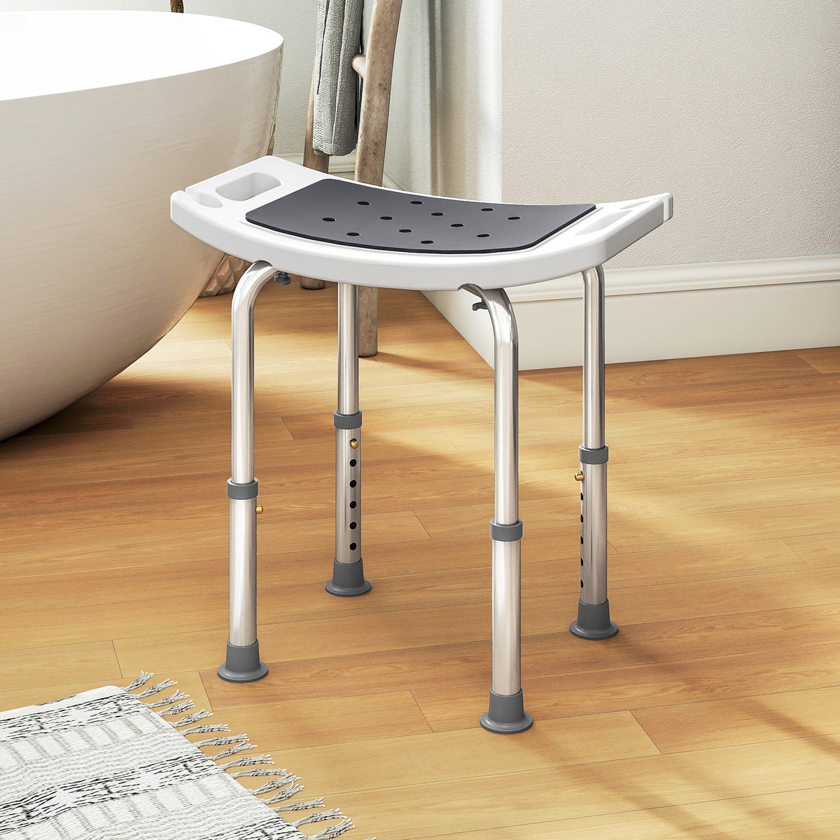 Siège de Douche réglable en Hauteur Tabouret de Douche Ergonomique Pieds antidérapants Charge Max. 135 Kg alu HDPE Gris-1