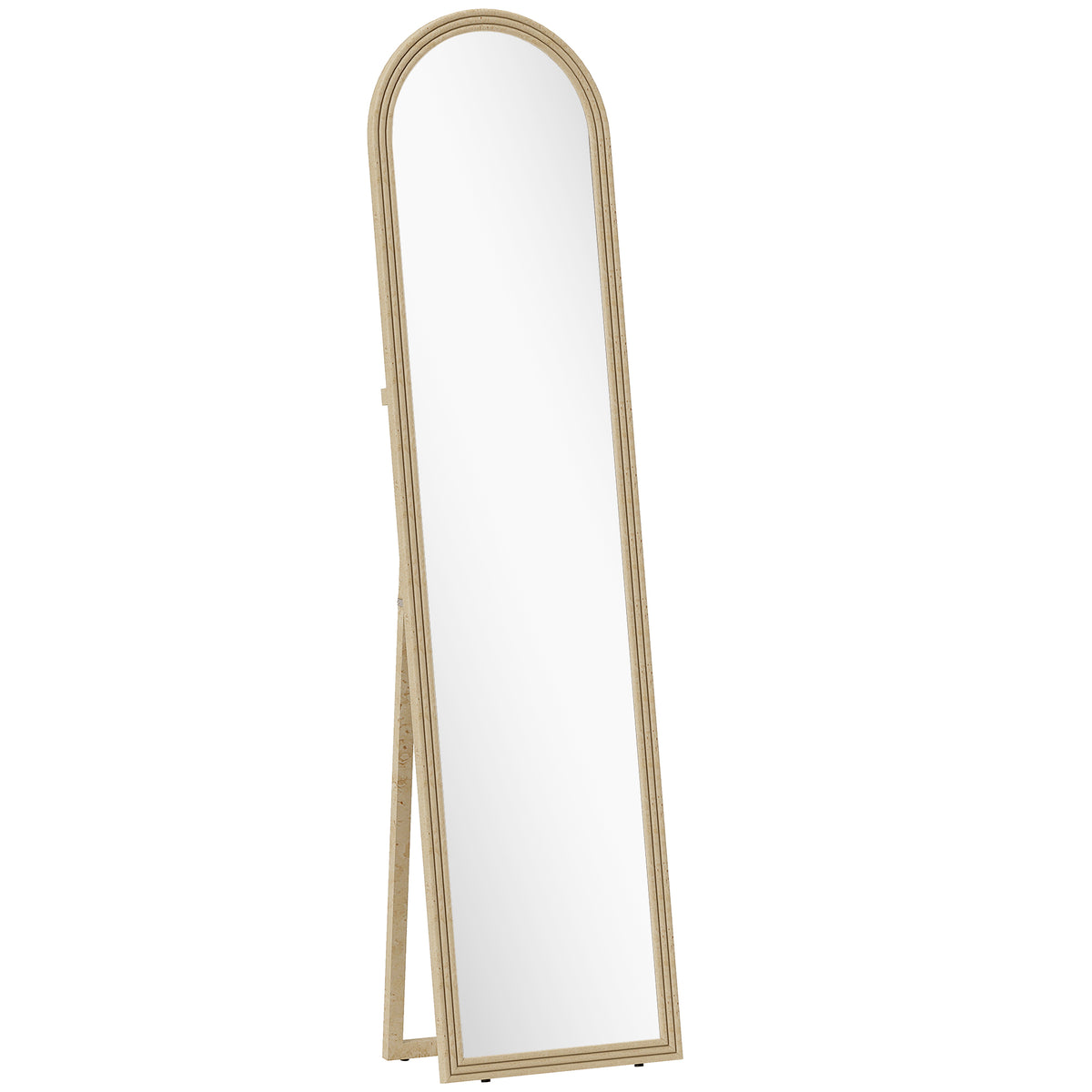 Miroir de sol arqué pleine longueur miroir sur pied cadre en effet imitation pierre pour salon chambre 40 x 160 cm beige-0