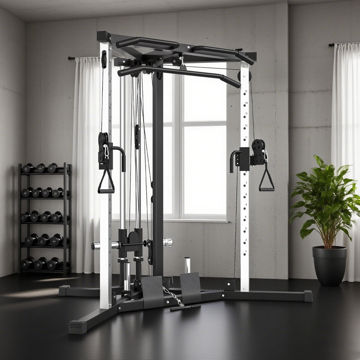 Station de musculation multifonction avec barre de traction, station d'entraînement réglable à 15 positions, noir-4