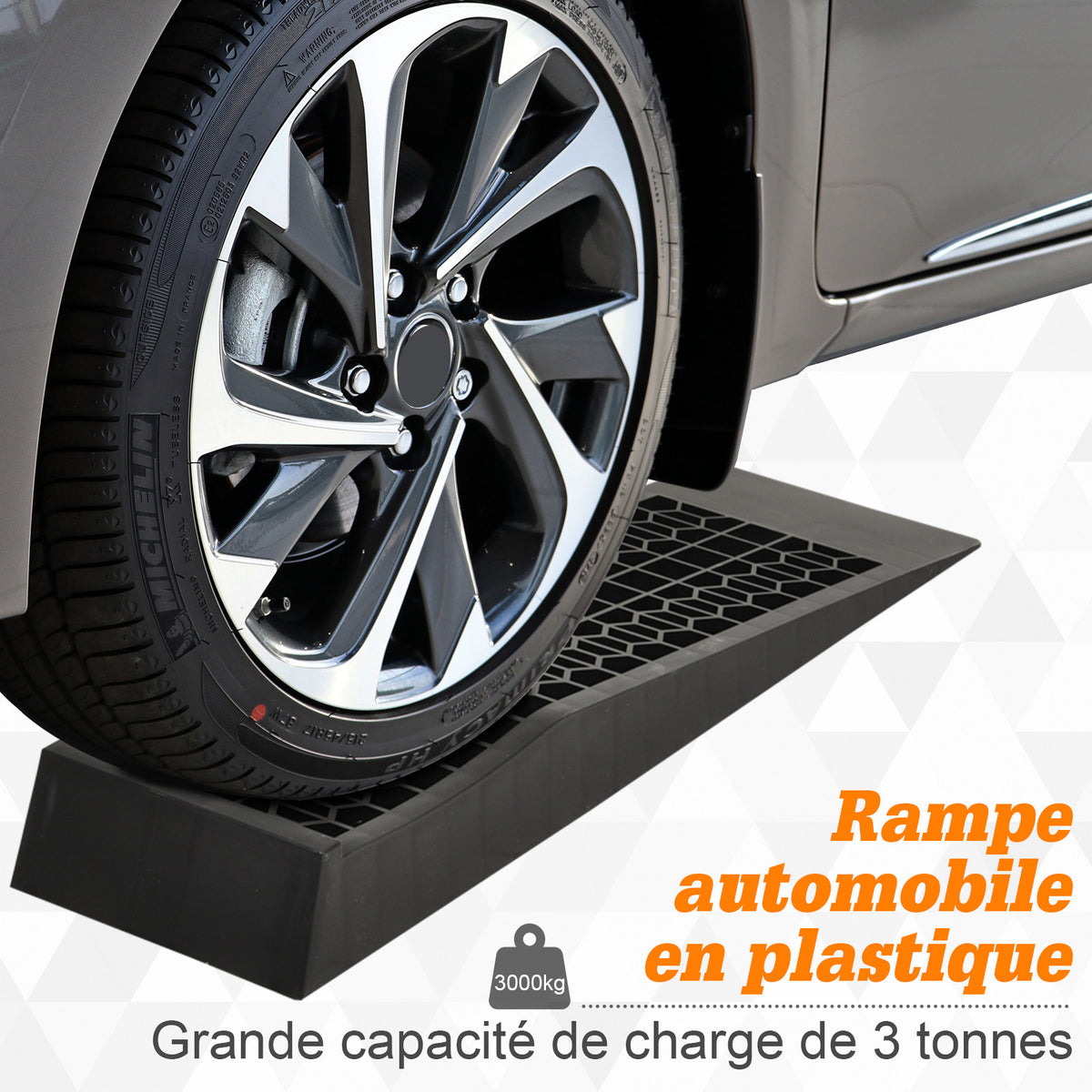 Ensemble de 2 rampes pour voiture véhicule utilitaire rampe de chargement lourde 3T caravane camping-car dim. 70L x 19,5l x 7,8H cm PP noir-4