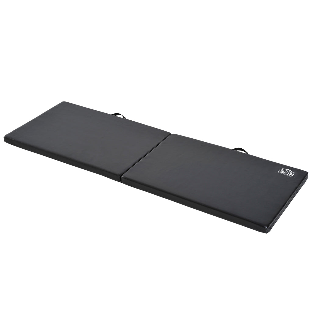 Tapis de gymnastique yoga pilates fitness pliable portable grand confort 180L x 60l x 5H cm revêtement synthétique noir-0
