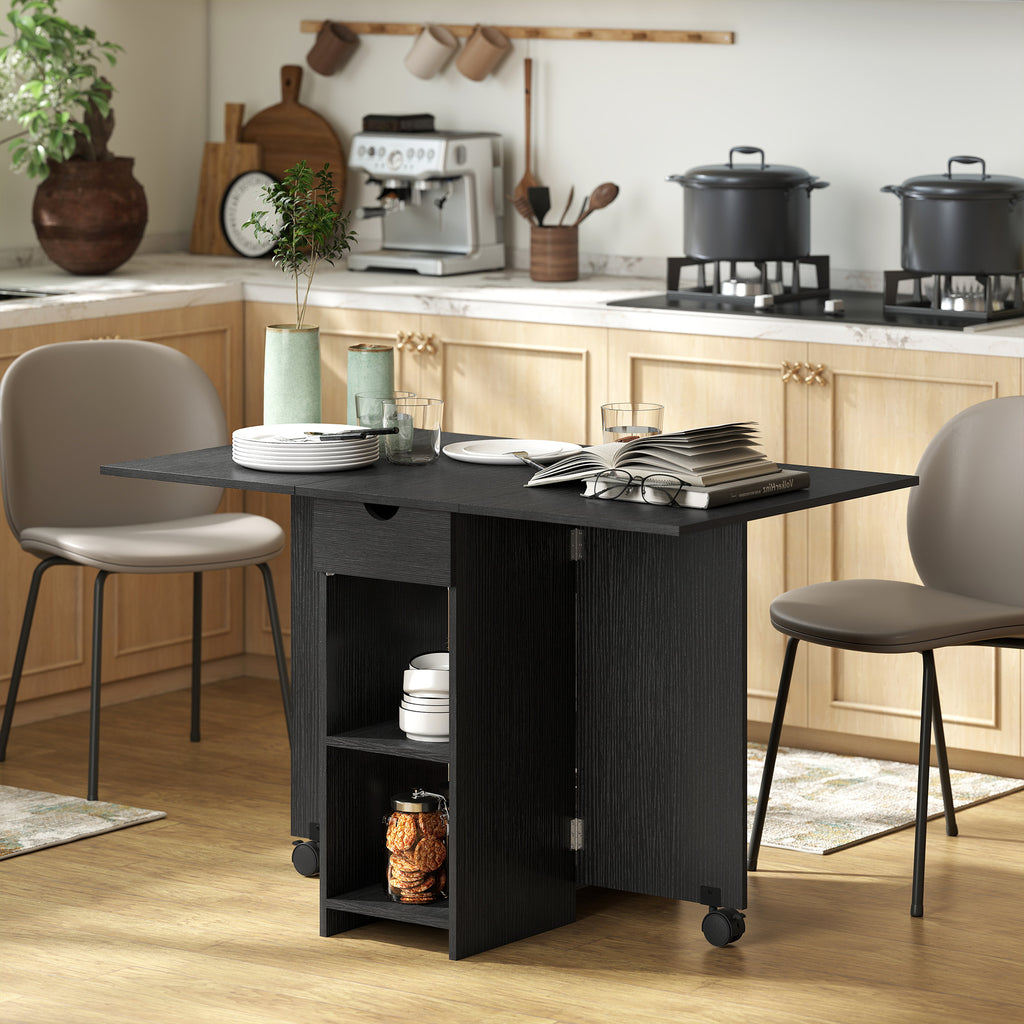 Table à Manger Pliante, Table de Cuisine Extensible pour 2 à 4 Personnes, 2 Abattants, 120 x 72 x 75 cm, Noir-9