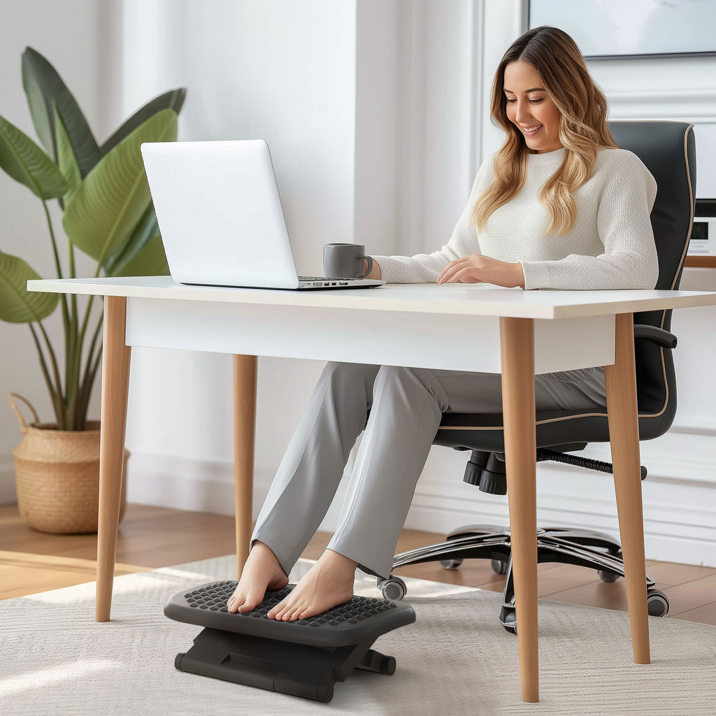 Repose-pieds ergonomique de bureau hauteur et inclinaison réglables 46 x 35 cm noir-9