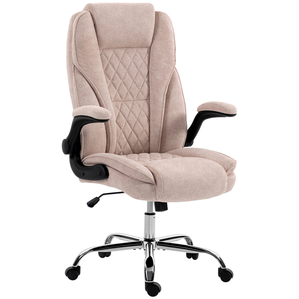 Fauteuil de bureau, chaise bureau ergonomique, hauteur réglable, accoudoirs relevables, 70 x 70 x 114-122 cm, rose-0