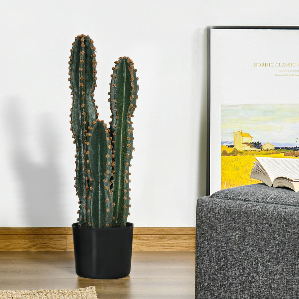 Cactus artificiel grand réalisme plante artificielle grande taille dim. Ø 17 x 60H cm vert-1