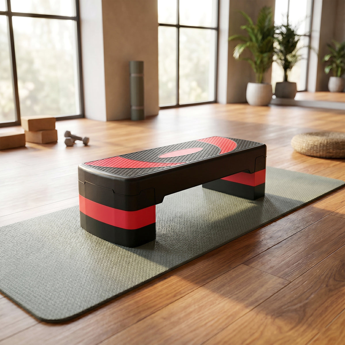 Stepper fitness aérobic hauteur réglable surface antidérapante 80 x 31 x 20 cm noir rouge-1