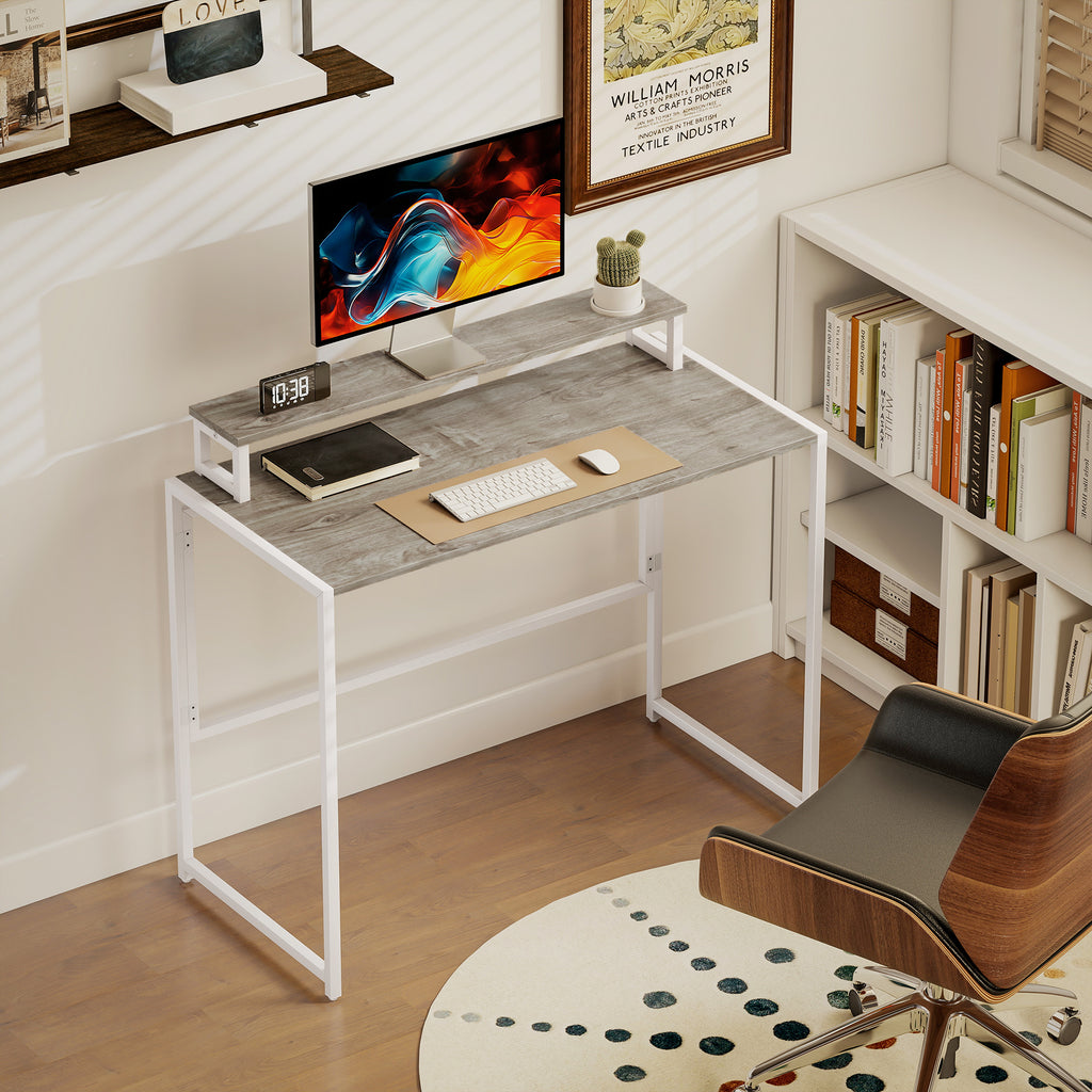 Bureau d'ordinateur pliable avec support d'écran, pour chambre, petits espaces, 100 x 48 x 87,5 cm, bois naturel-9