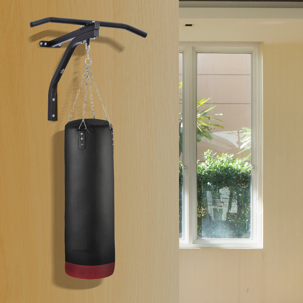 Support sac de boxe fixation sac de frappe barre de traction intégrée charge max. 130 Kg acier noir-1