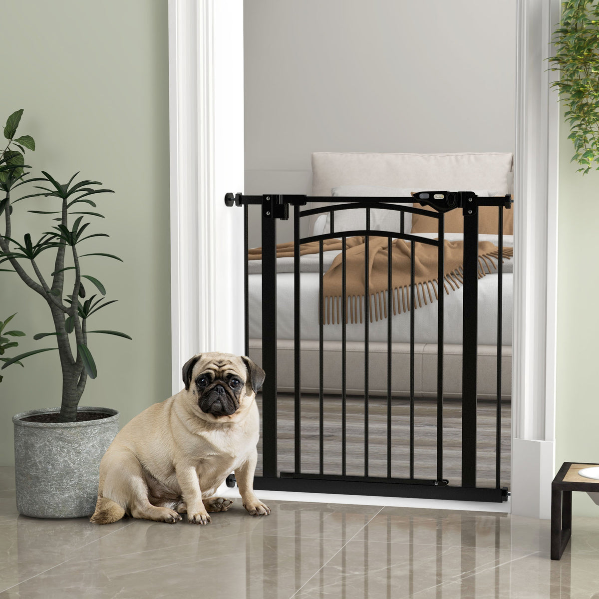Barrière de sécurité pour chien barrière d'escalier extensible double verrouillage 74-80 x 76 cm noir-9