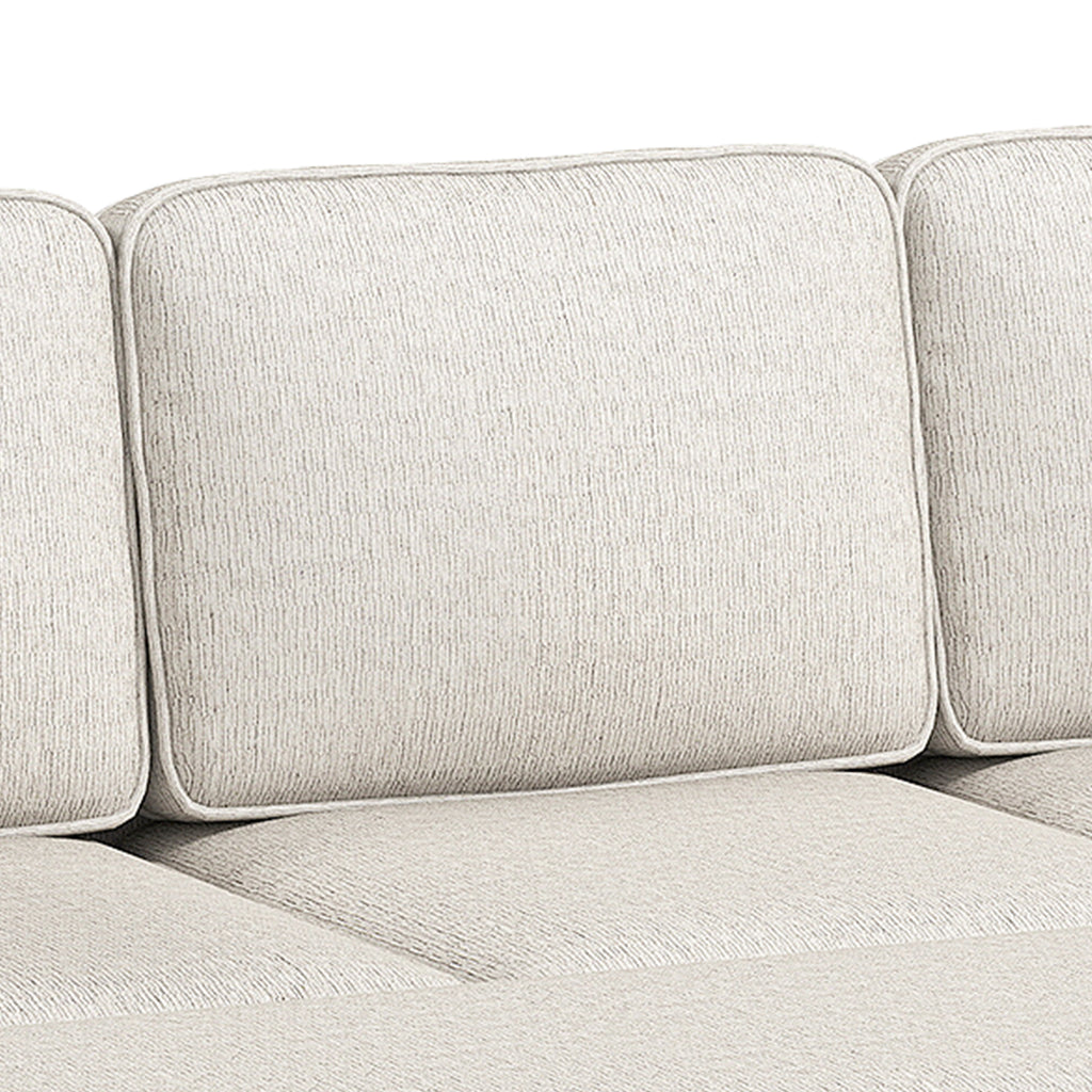 Canapé d'Angle Convertible en Chenille, Canapé-Lit 3 Places Modulaire 225 cm avec Pouf de Rangement, Beige-8
