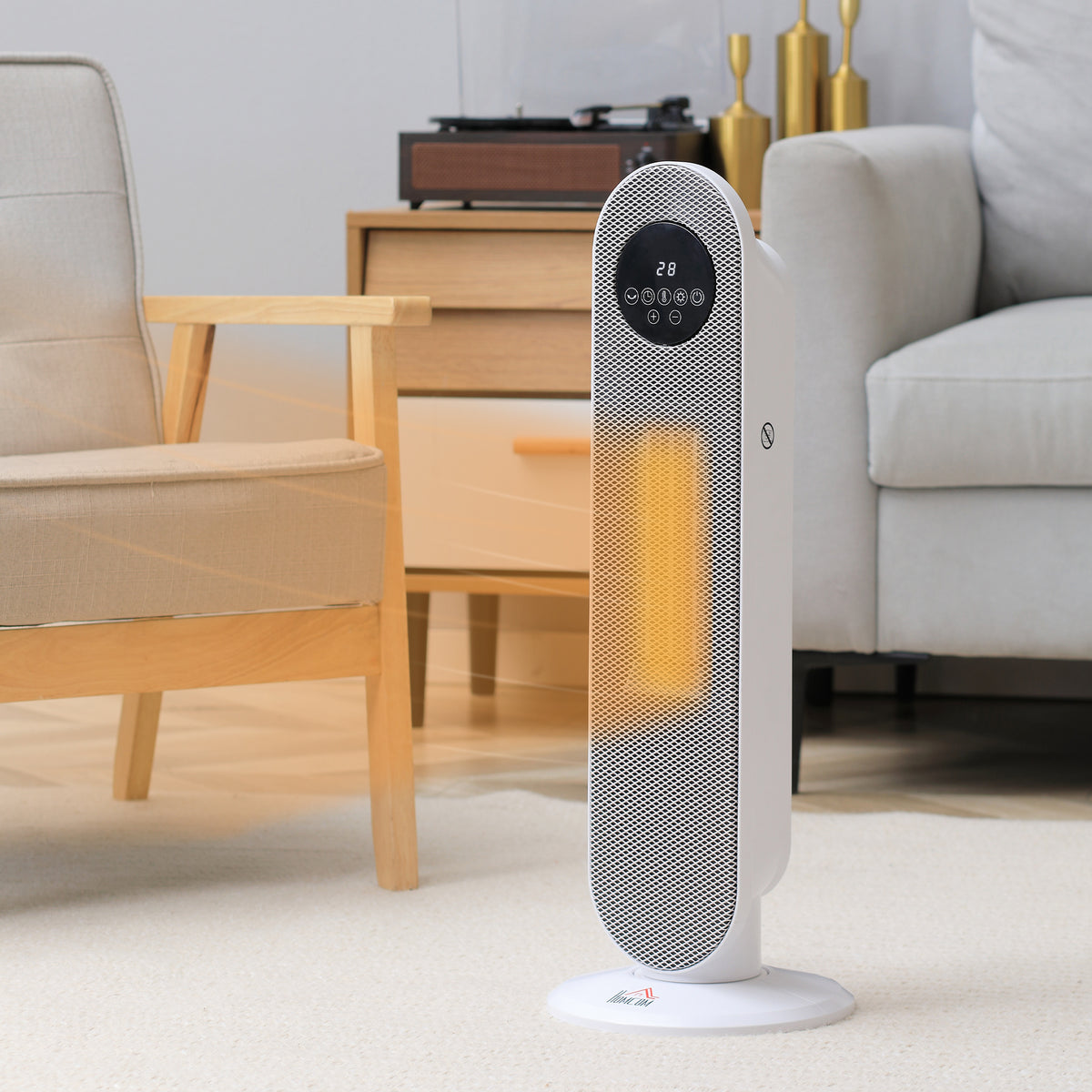 Chauffage d'appoint Radiateur soufflant Radiateur céramique oscillant 15-40°C avec Télécommande 1300/2000W, 21 x 21 x 63,5 cm-1