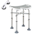 Tabouret de douche siège de douche hauteur ajustable 39-51,5 cm barre d'appui à ventouse patins à ventouse gris-0