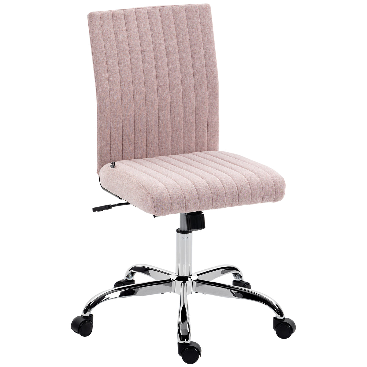 Chaise de bureau sans accoudoirs, fauteuil de bureau, hauteur réglable et pivotant 360°, 43 x 56 x 89-99 cm, rose-0